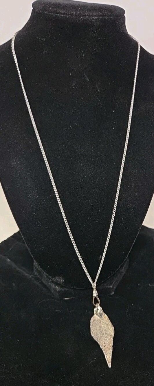 Necklace 24" Chain With 2" Metal Dipped Real Leaf Jay's Indian Art Flagstaff New